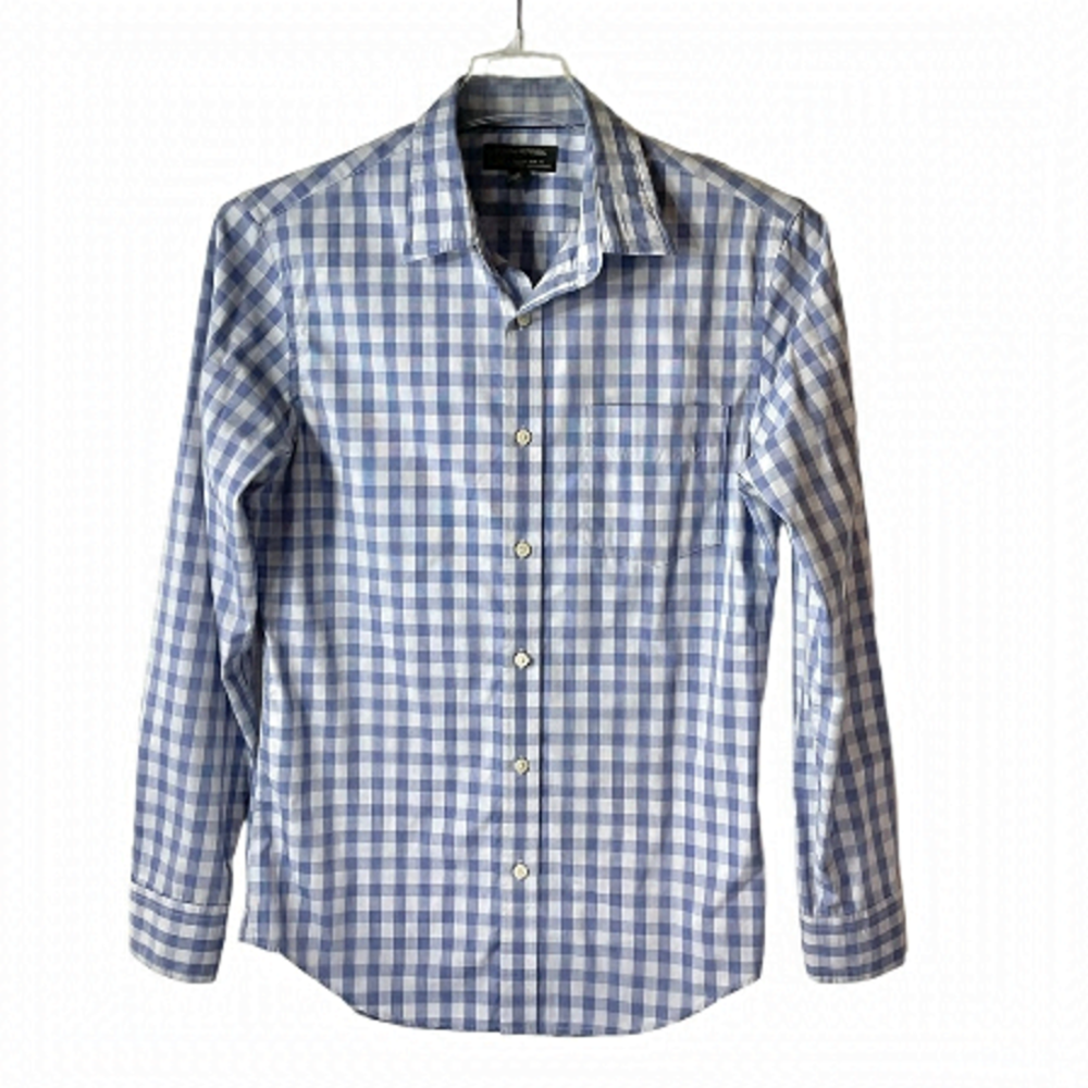 Banana Republic Blue Gingham Western Button Down Shirt Size M-L W, S Mens Cotton
